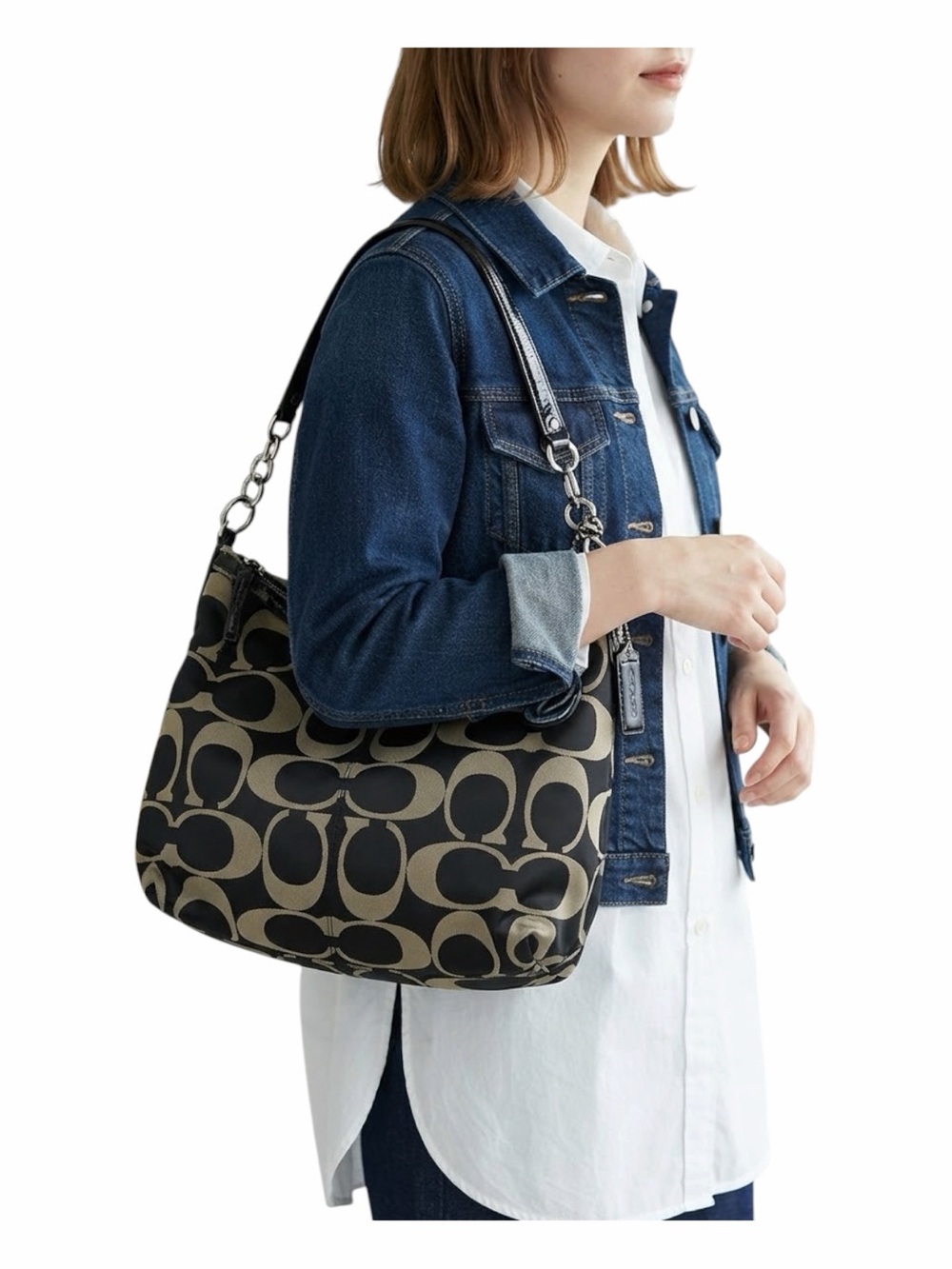 Coach Signature Sateen Brooke Hobo Shoulder Bag (F17183)